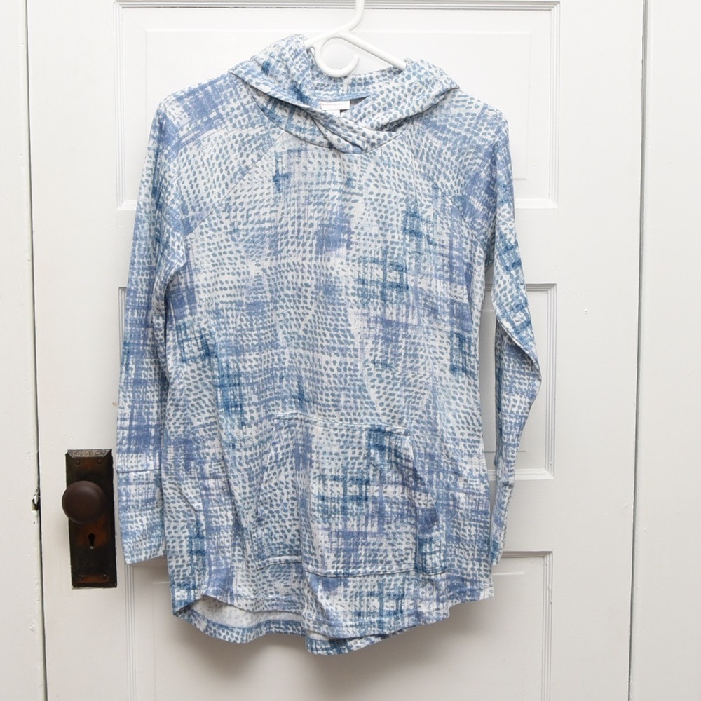 Lularoe women's hoodie shirt size Medium blue and white tie‎ dye style